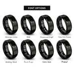 font options for inside engraving on black minimal cat rings