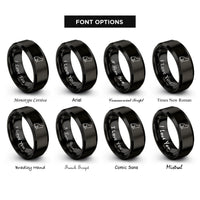 font options for inside engraving on black minimal cat rings
