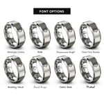 font options for inside engraving on gray minimal cat rings