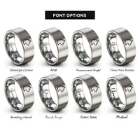 font options for inside engraving on grey minimal cat rings