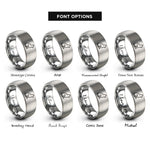 font options for inside engraving on gray minimal cat rings
