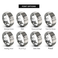 font options for inside engraving on gray minimal cat rings