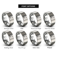 font options for inside engraving on silver minimal cat rings
