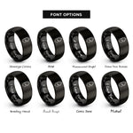 font options for inside engraving on black minimal cat heart rings