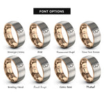 font options for inside engraving on rose gold & grey minimal cat heart rings
