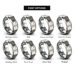 font options for inside engraving on silver minimal constellation lines rings