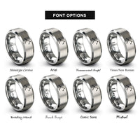 font options for inside engraving on silver minimal constellation lines rings