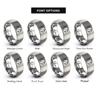 font options for inside engraving on gray minimal continents rings