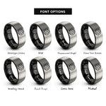 font options for inside engraving on black & grey minimal globe rings