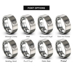 font options for inside engraving on grey minimal globe rings