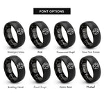 font options for inside engraving on black minimal globe icon rings