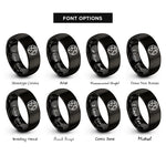font options for inside engraving on black minimal globe icon rings