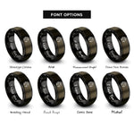 font options for inside engraving on gunmetal & black minimal globe icon rings