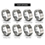 font options for inside engraving on silver minimal lighthouse beam rings