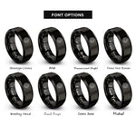 font options for inside engraving on black minimal lotus rings