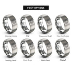 font options for inside engraving on grey minimal lotus rings