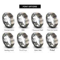 font options for inside engraving on silver minimal lotus rings