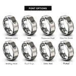 font options for inside engraving on grey minimal lotus rings