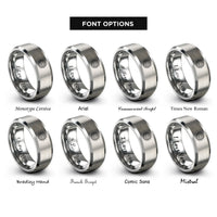 font options for inside engraving on grey minimal lotus rings