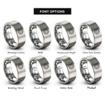 font options for inside engraving on gray minimal lotus rings