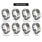 font options for inside engraving on gray minimal mandala rings