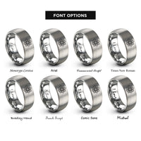 font options for inside engraving on gray minimal mandala rings