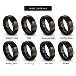 font options for inside engraving on gunmetal & black minimal mandala rings