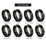 font options for inside engraving on black & gray minimal violin bow rings