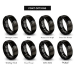 font options for inside engraving on black minimal world rings