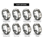 font options for inside engraving on gray minimal world rings