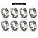 font options for inside engraving on silver minimal world rings