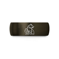 modern tungsten ring her – gunmetal & black tungsten fenrir wolf wedding band