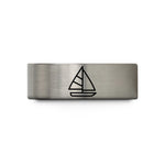 elegant promise ring her – blue & gray tungsten reefed sail wedding band