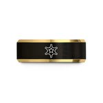 elegant ring for her – black & gold tungsten sheriff star wedding band