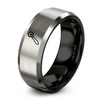 simple wedding rings her – black & gray tungsten tracing wheel ring