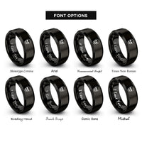 font options for inside engraving on black minimalist skull rings