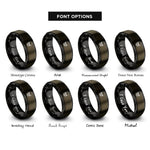 font options for inside engraving on gunmetal & black minimalist skull rings