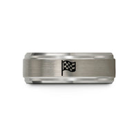 classic rings for brides – blue & silver tungsten checkered flag wedding band
