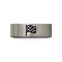 tungsten bands for her – silver tungsten checkered flag wedding band