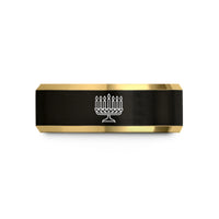 women’s comfort fit ring – black & gold tungsten kinara seven candles wedding band