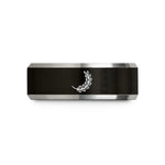 women's minimalist wedding band – black & grey tungsten laurel branch wedding band
