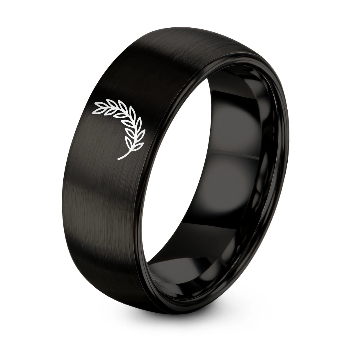 Minimalist Wedding Rings for Women – black tungsten laurel branch ring