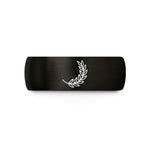 simple wedding ring design – black tungsten laurel branch wedding band
