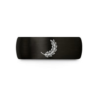 simple wedding ring design – black tungsten laurel branch wedding band