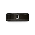 simple wedding ring design – black tungsten laurel branch wedding band