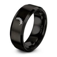 black tungsten laurel branch ring