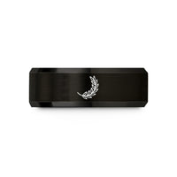 tungsten wedding ring her – black tungsten laurel branch wedding band