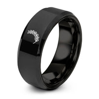women's minimalist wedding band – black tungsten laurel branch ring