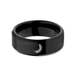 comfort fit wedding band – black tungsten laurel branch wedding band
