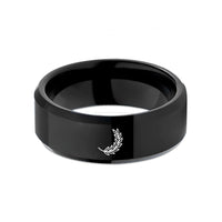comfort fit wedding band – black tungsten laurel branch wedding band